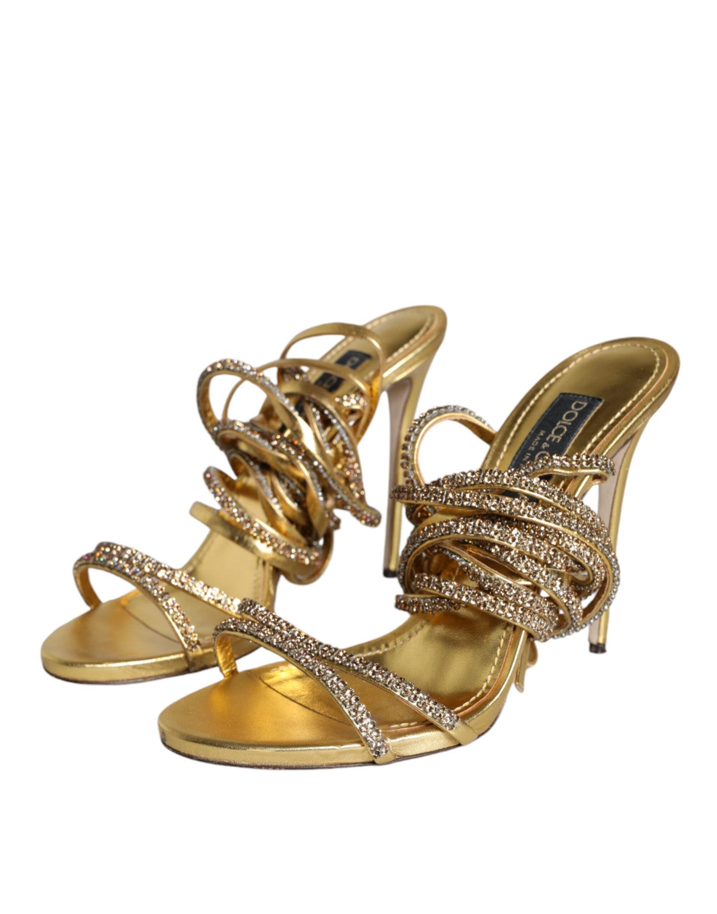 Dolce & Gabbana Gold Crystals Keira Heels Sandals Shoes