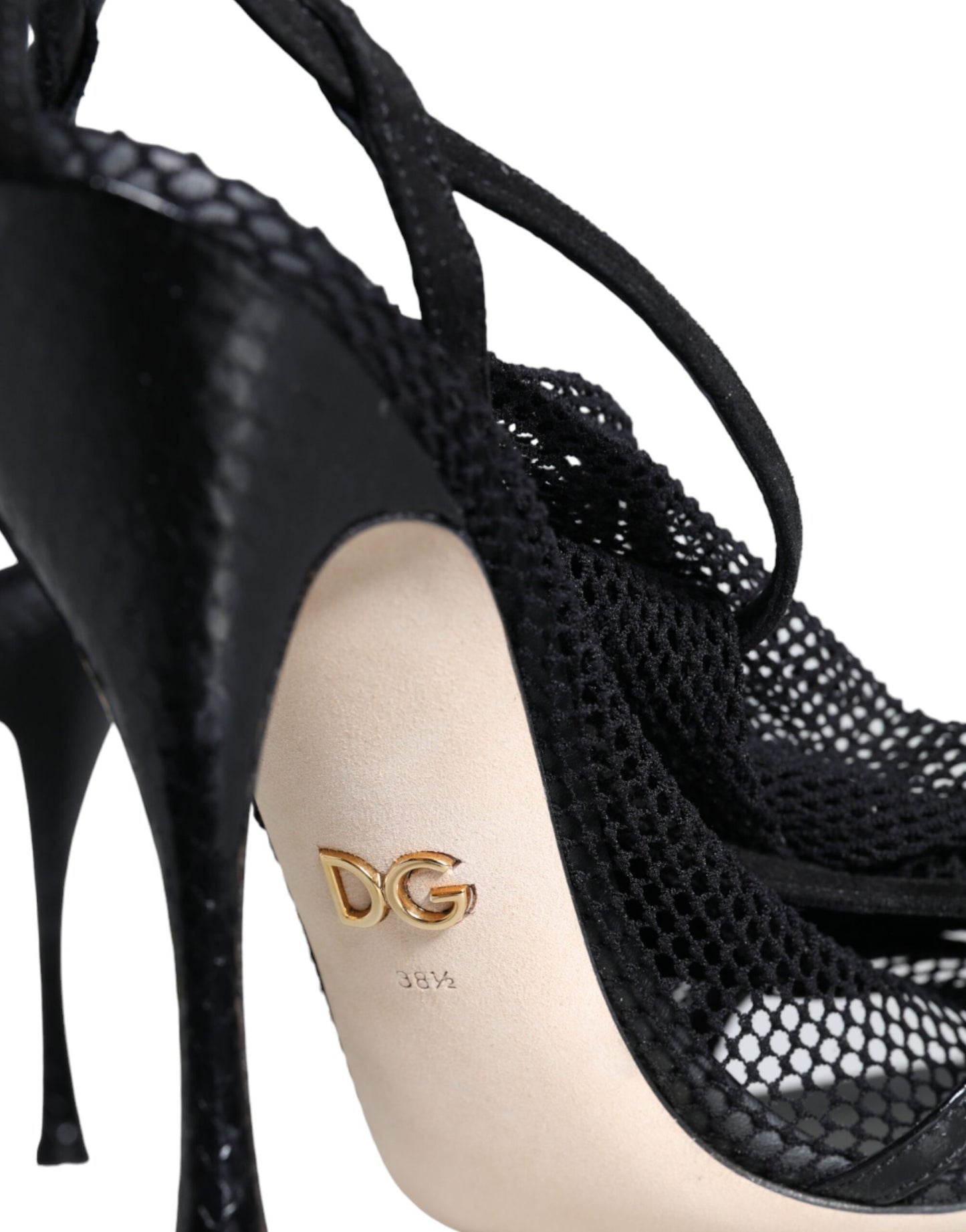 Dolce &amp; Gabbana Black Mesh Stiletto Heels Sandals Shoes