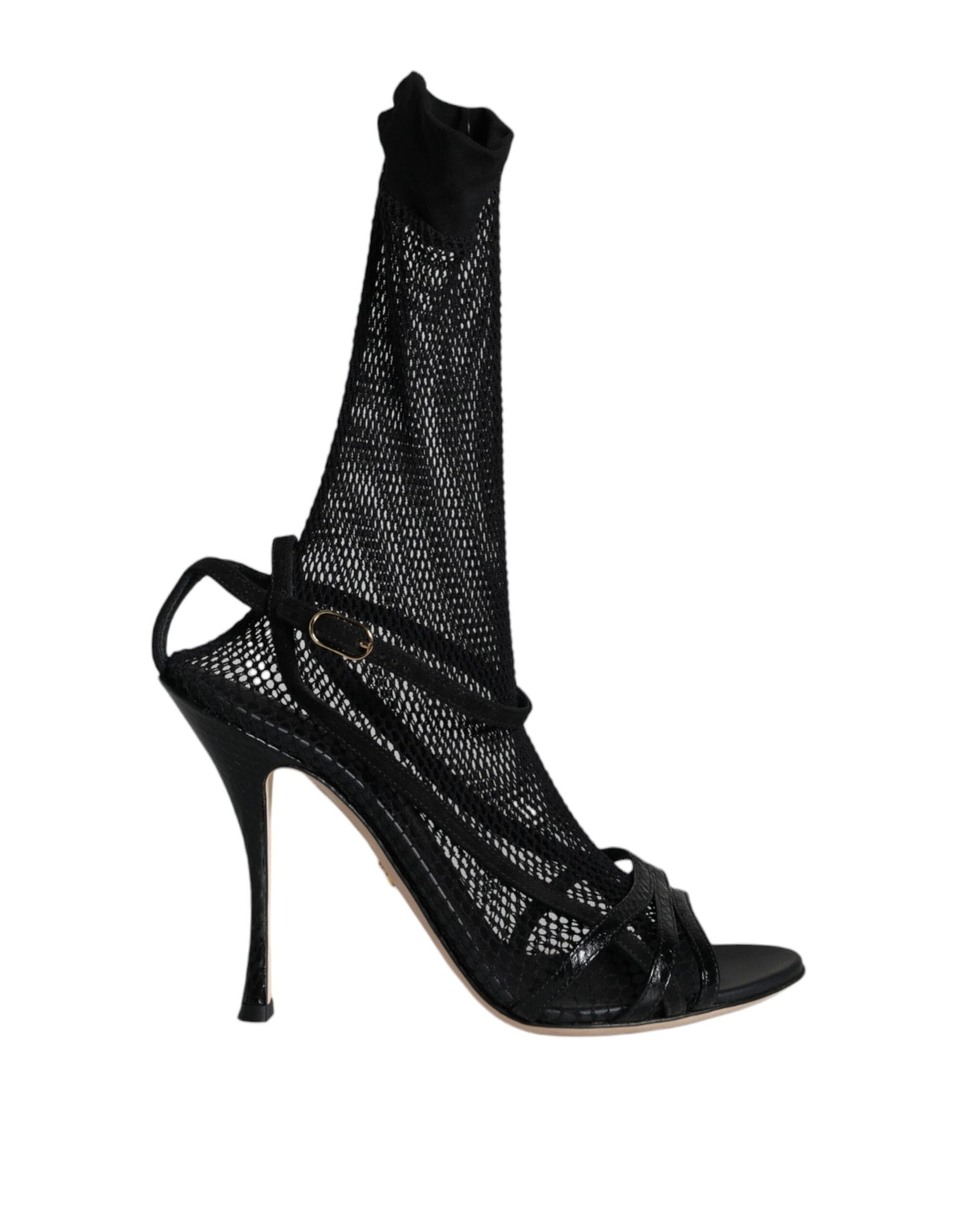 Dolce &amp; Gabbana Black Mesh Stiletto Heels Sandals Shoes