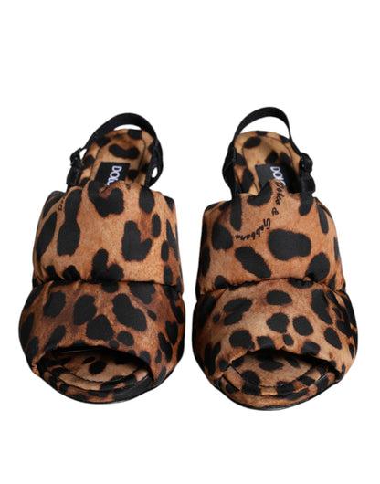 Dolce &amp; Gabbana Brown Leopard Keira Slingback Sandals Shoes