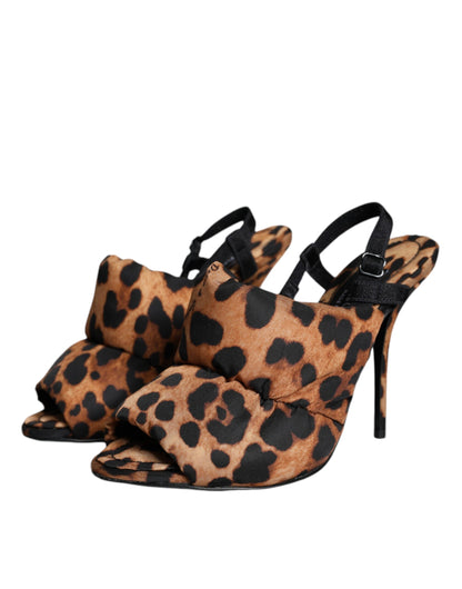 Dolce &amp; Gabbana Brown Leopard Keira Slingback Sandals Shoes