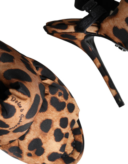 Dolce &amp; Gabbana Brown Leopard Keira Slingback Sandals Shoes