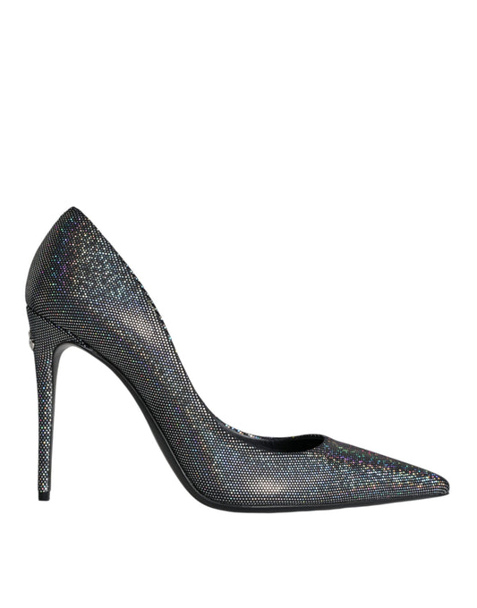 Dolce &amp; Gabbana Multicolor Rhinestone Leather Heels Pumps Shoes