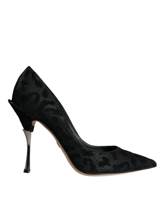 Dolce &amp; Gabbana Black Leopard Lurex High Heels Pumps Shoes