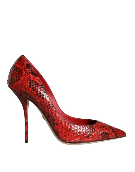 Dolce &amp; Gabbana Red Leather Stiletto High Heels Pumps Shoes