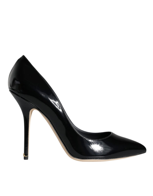 Dolce &amp; Gabbana Black Patent Leather Bellucci Pumps Heels Shoes