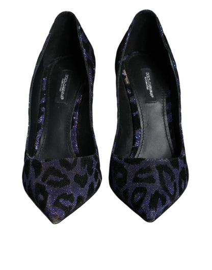 Dolce & Gabbana Violet Leopard Lurex High Heels Pumps Shoes