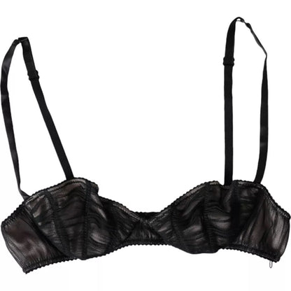 Dolce &amp; Gabbana Black Silk Stretch Women Balconcino Bra Underwear