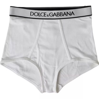 Dolce &amp; Gabbana White Cotton Stretch Branded Logo Underwear