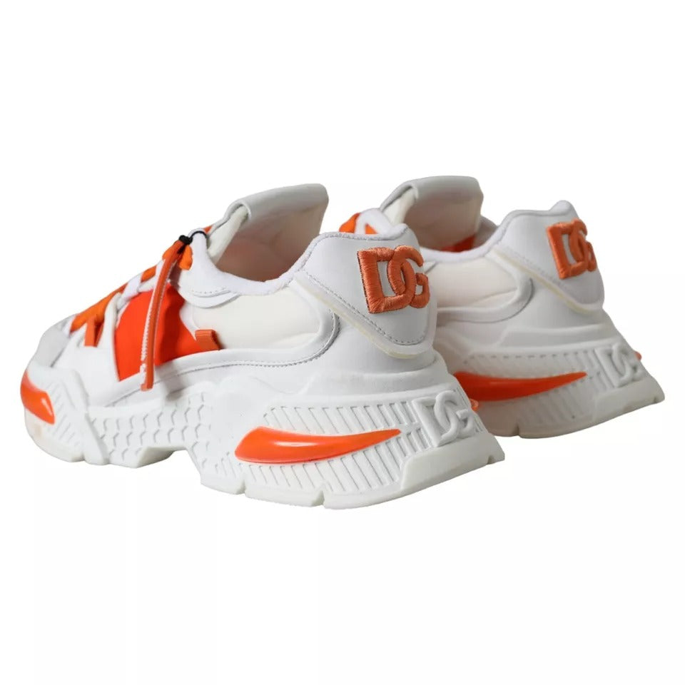 Dolce &amp; Gabbana White Orange Airmaster Low Top Sneakers Shoes