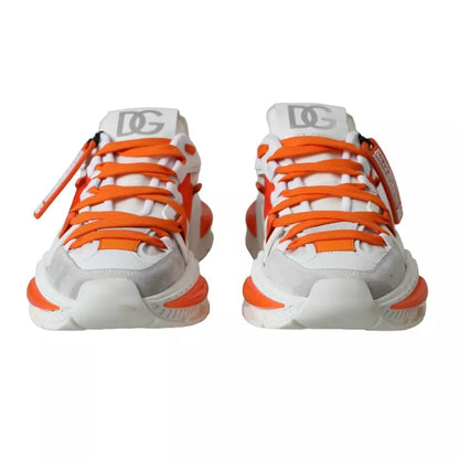 Dolce &amp; Gabbana White Orange Airmaster Low Top Sneakers Shoes