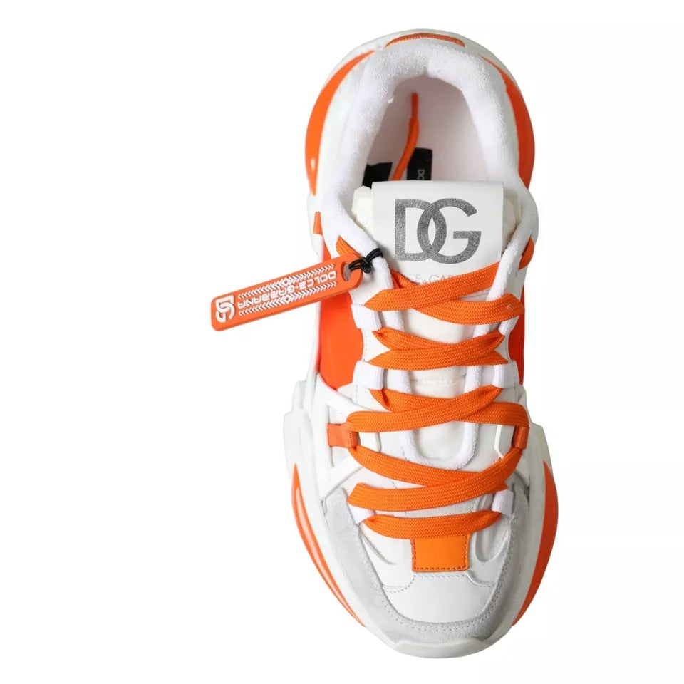 Dolce &amp; Gabbana White Orange Airmaster Low Top Sneakers Shoes