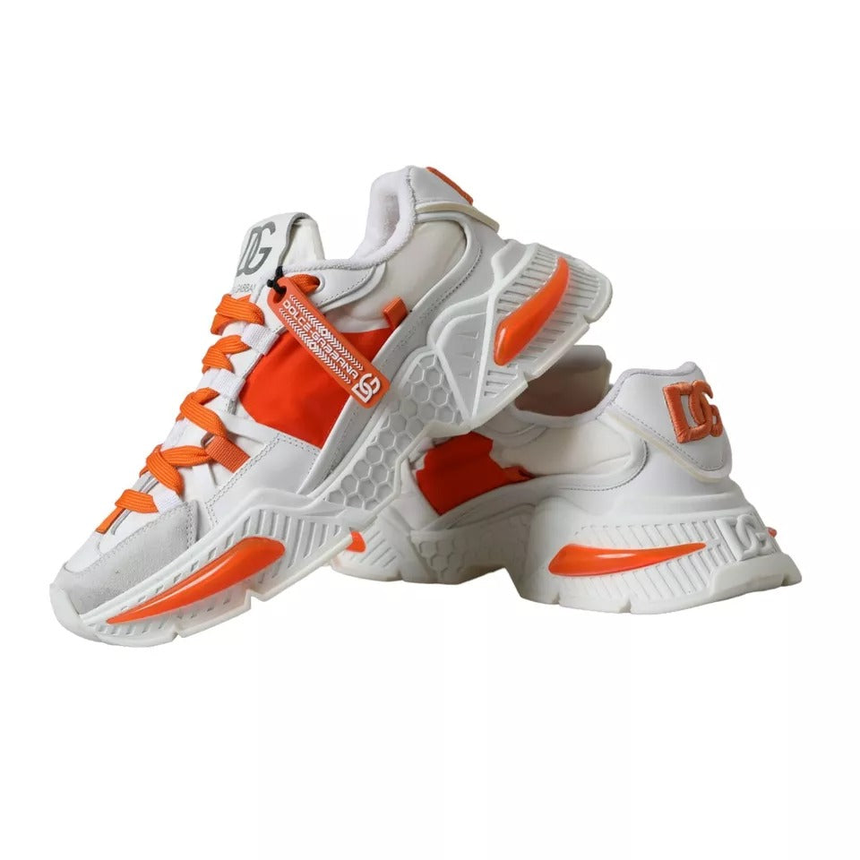 Dolce &amp; Gabbana White Orange Airmaster Low Top Sneakers Shoes