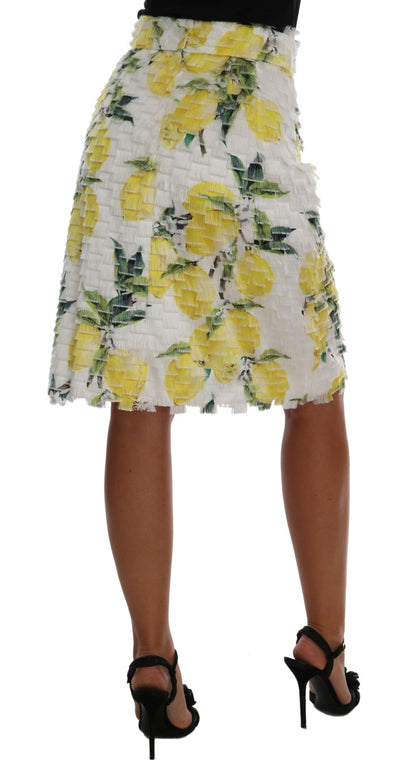 Dolce &amp; Gabbana Lemon Print Fringe Pencil Skirt