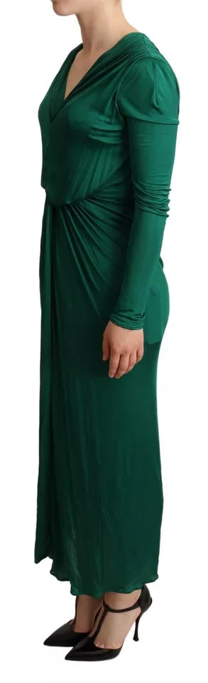 Dolce &amp; Gabbana Dark Green Viscose Long Sleeve Midi Dress