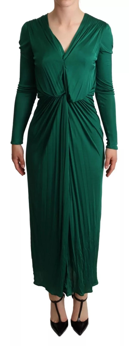 Dolce &amp; Gabbana Dark Green Viscose Long Sleeve Midi Dress