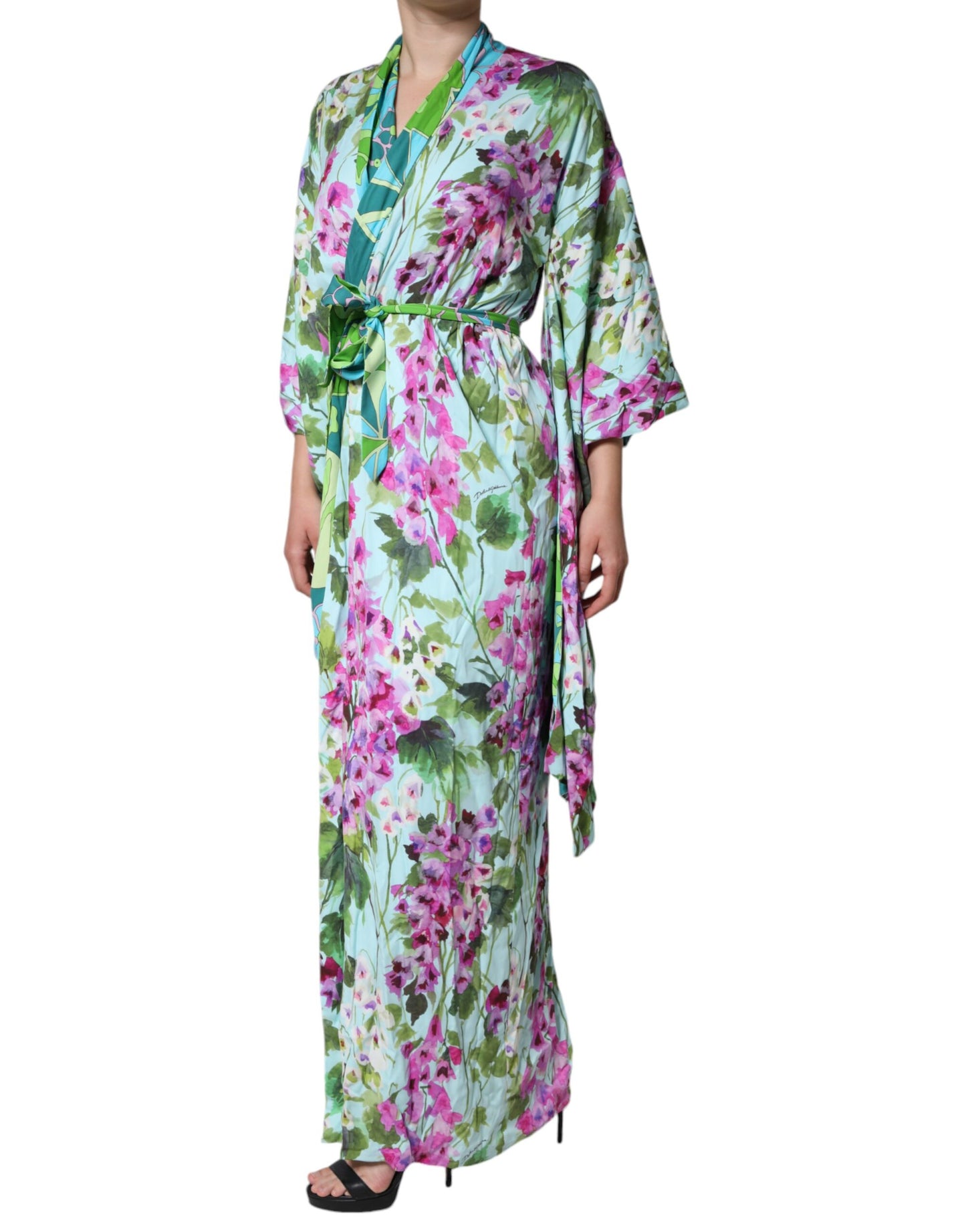 Dolce &amp; Gabbana Multicolor Floral Silk Stretch Wrap Dress