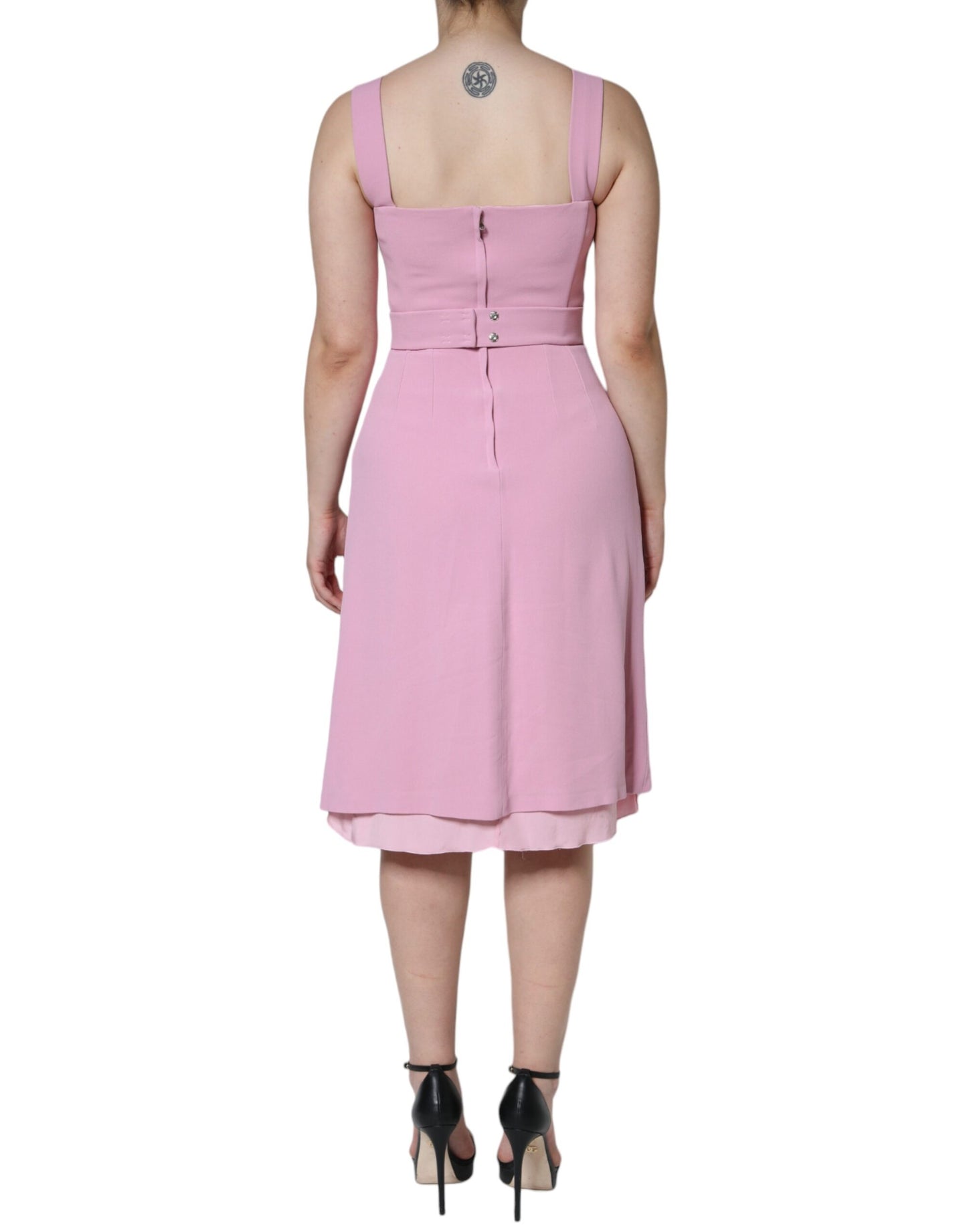 Dolce & Gabbana Pink A-line Flare Viscose Sleeveless Dress