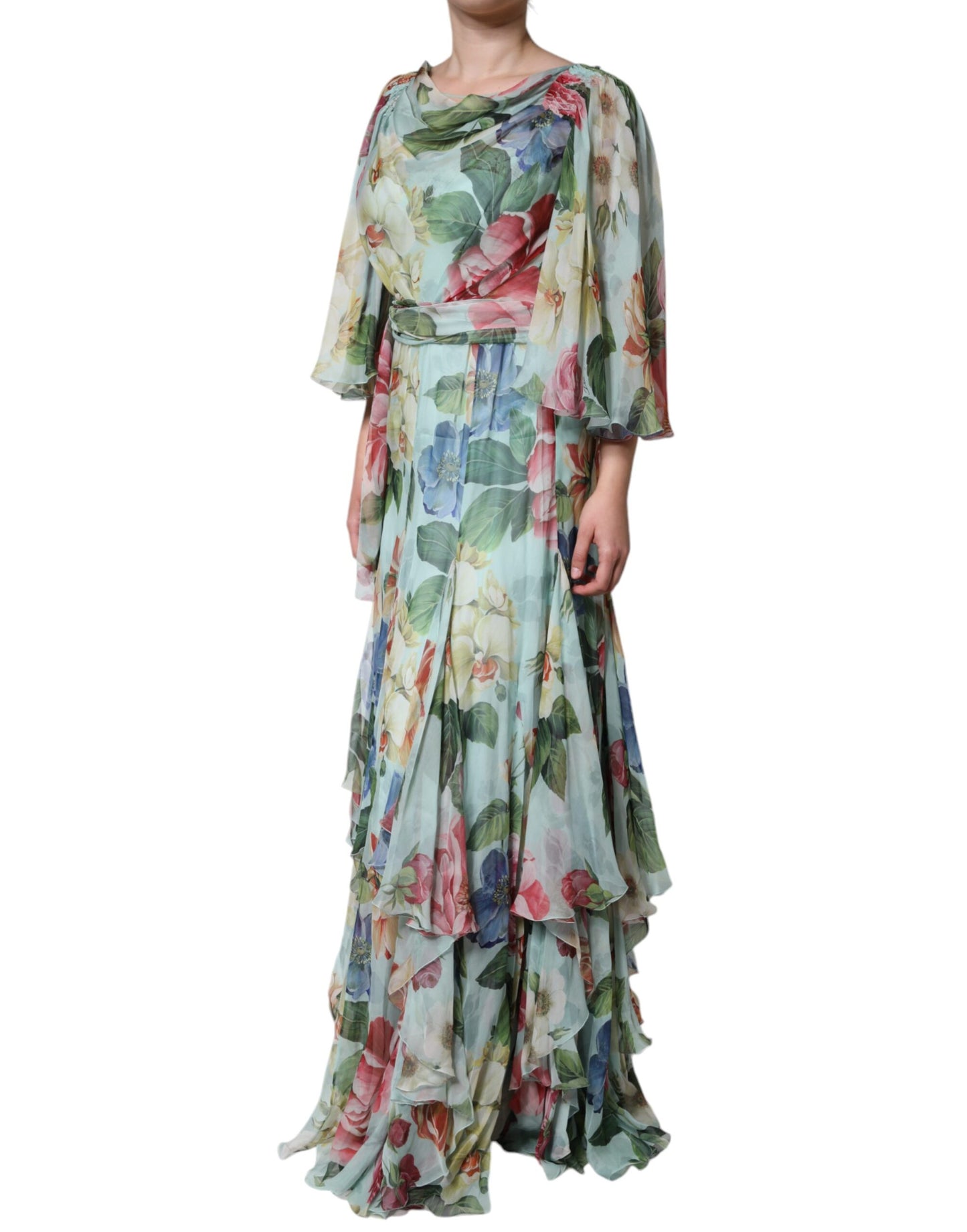 Dolce &amp; Gabbana Multicolor Floral Silk Long Gown Dress