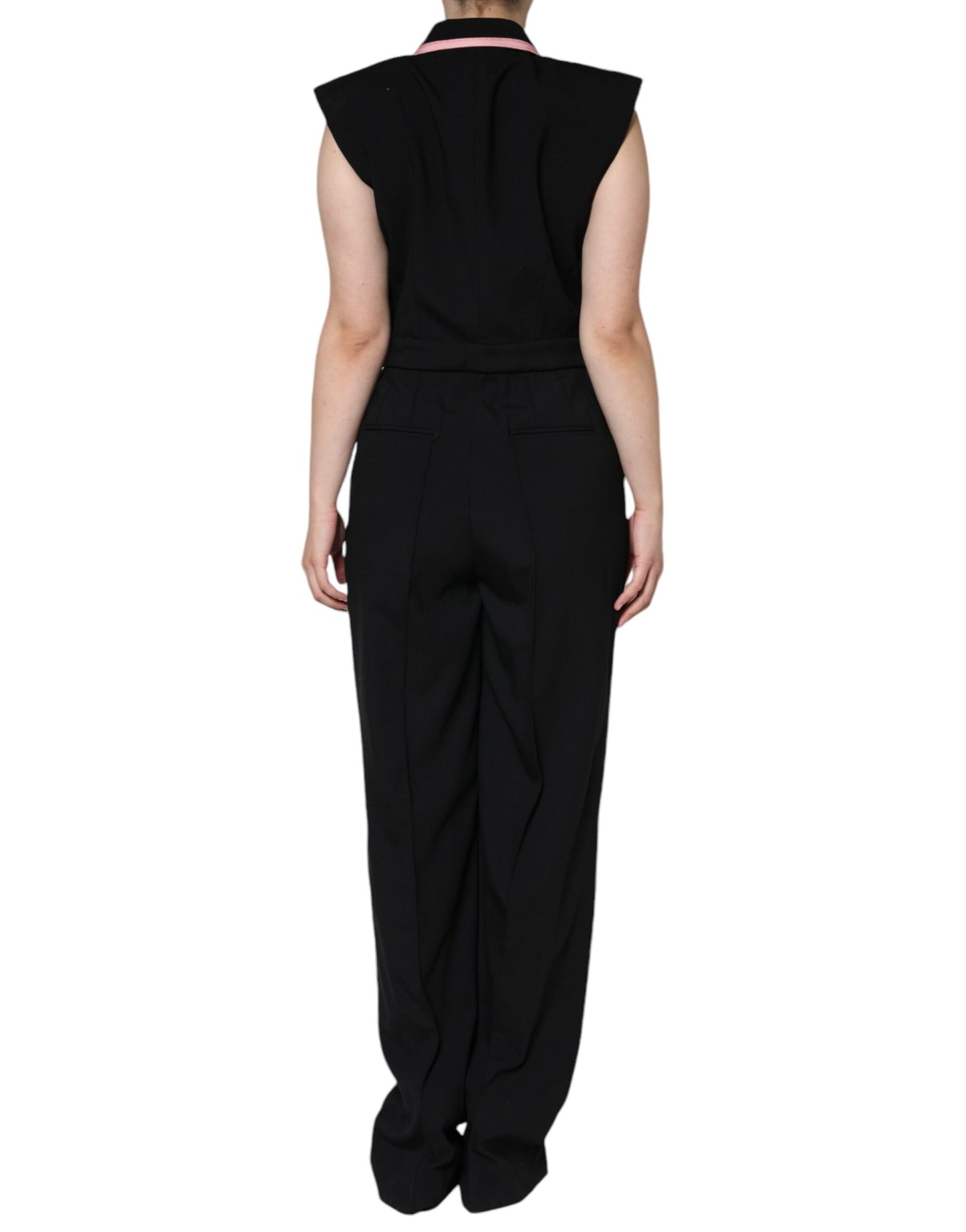 Dolce &amp; Gabbana Black Wool Blend Sleeveless Jumpsuit Dress