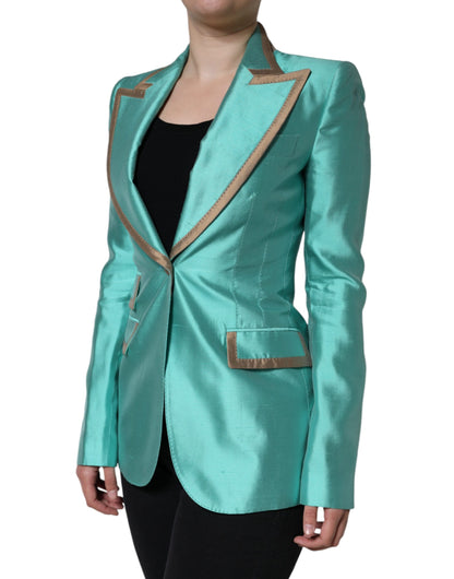 Dolce &amp; Gabbana Metallic Green Single Breasted Blazer Jacket