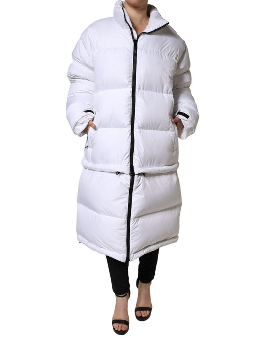 Dolce &amp; Gabbana White Puffer Quilted Full Zip Coat Jacket