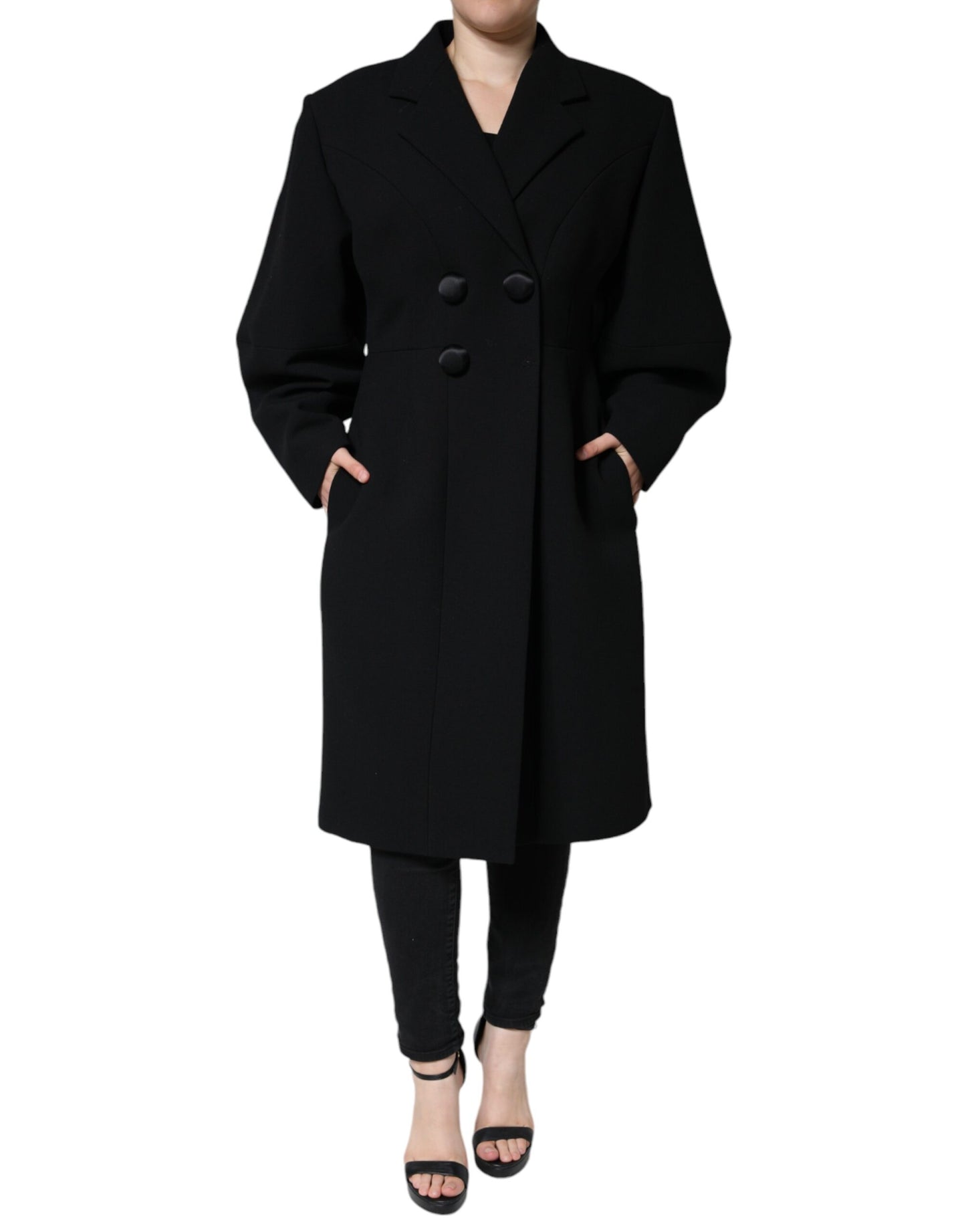 Dolce &amp; Gabbana Black Double Breasted Trench Coat Jacket