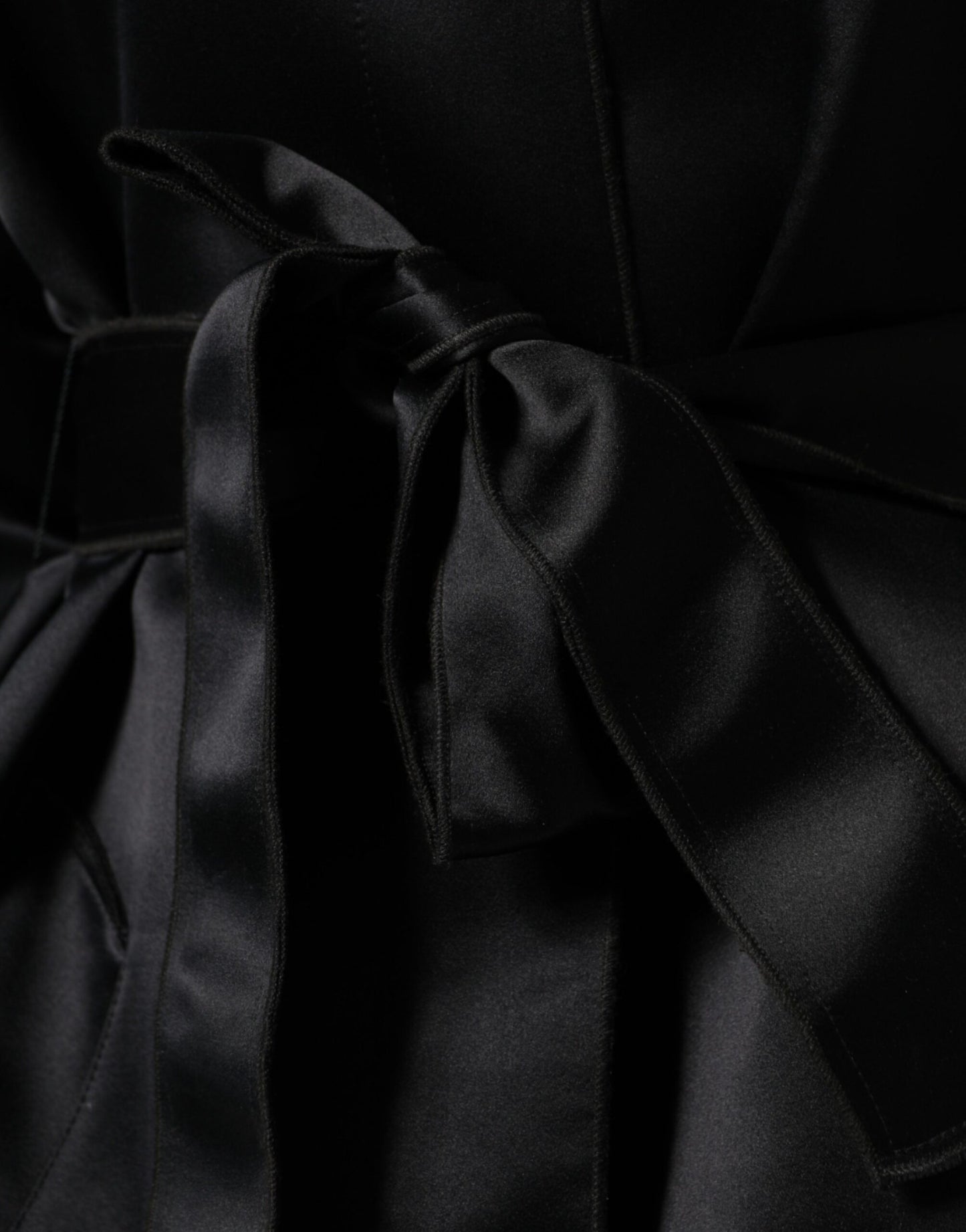 Dolce &amp; Gabbana Black Polyester Organza Belted Coat Jacket