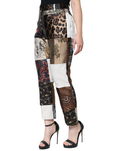 Dolce &amp; Gabbana Multicolor Patchwork Jacquard High Waist Pants