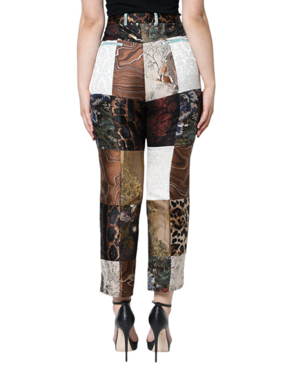 Dolce &amp; Gabbana Multicolor Patchwork Jacquard High Waist Pants