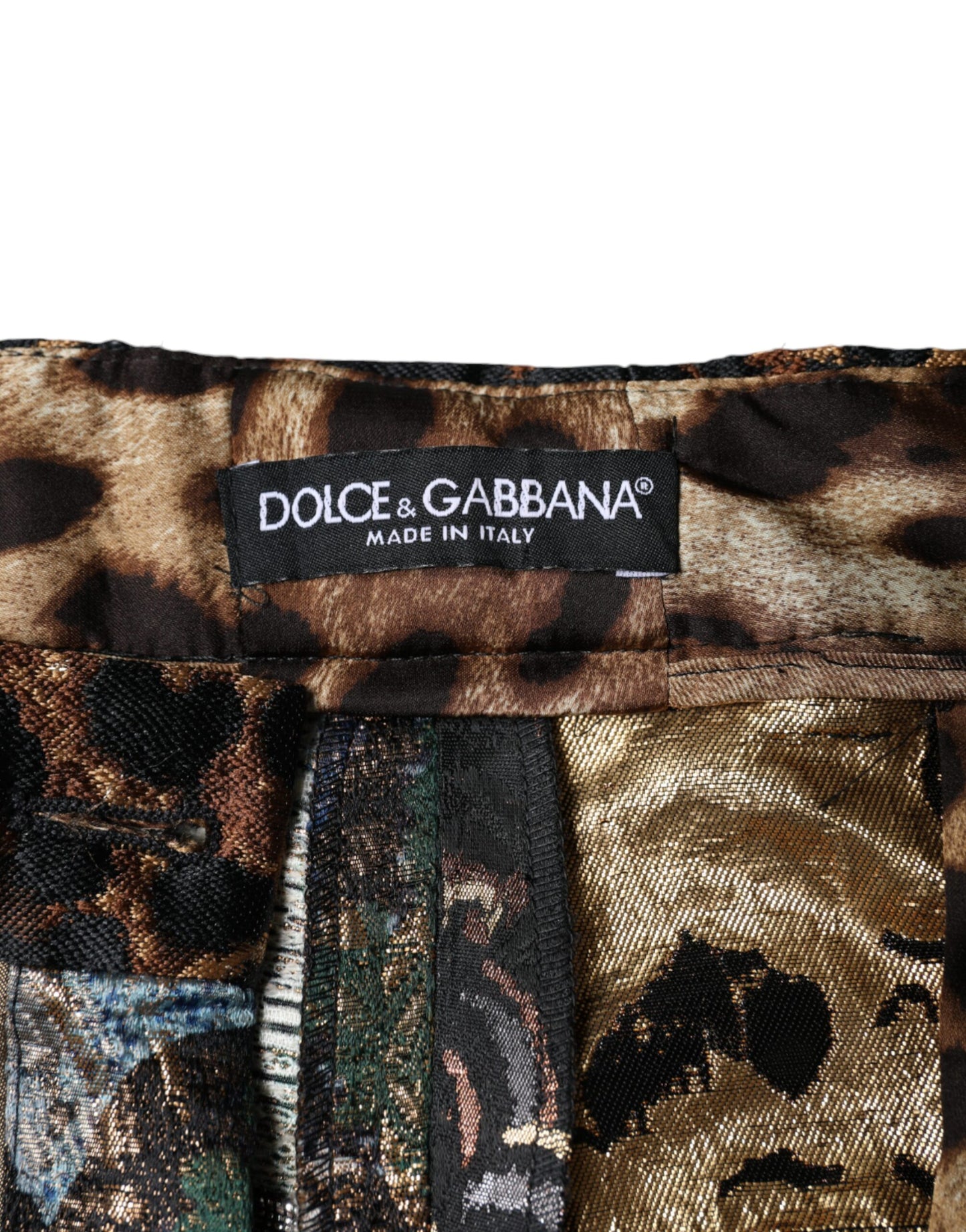 Dolce &amp; Gabbana Multicolor Patchwork Jacquard High Waist Pants