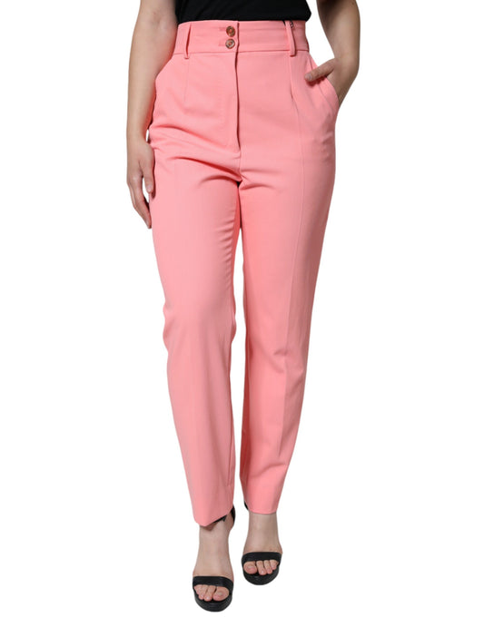 Dolce &amp; Gabbana Rose Pink Polyester High Waist Tapered Pants