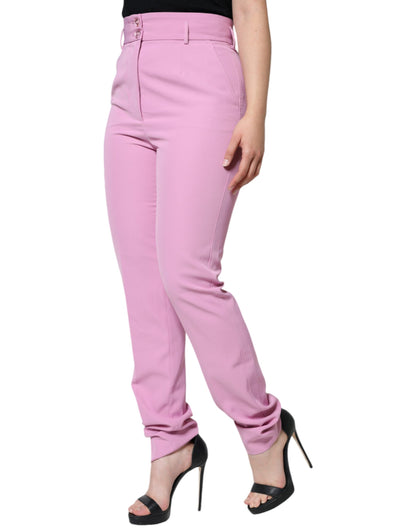 Dolce & Gabbana Pink Polyester High Waist Women Tapered Pants