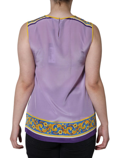 Dolce &amp; Gabbana Purple Silk Caponata Siciliana Print Tank Top