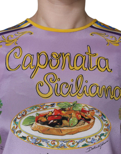 Dolce &amp; Gabbana Purple Silk Caponata Siciliana Print Tank Top