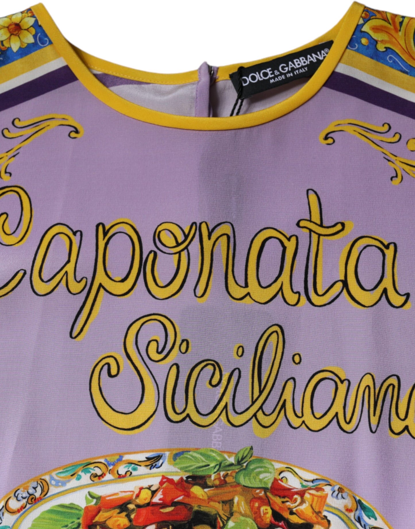 Dolce &amp; Gabbana Purple Silk Caponata Siciliana Print Tank Top