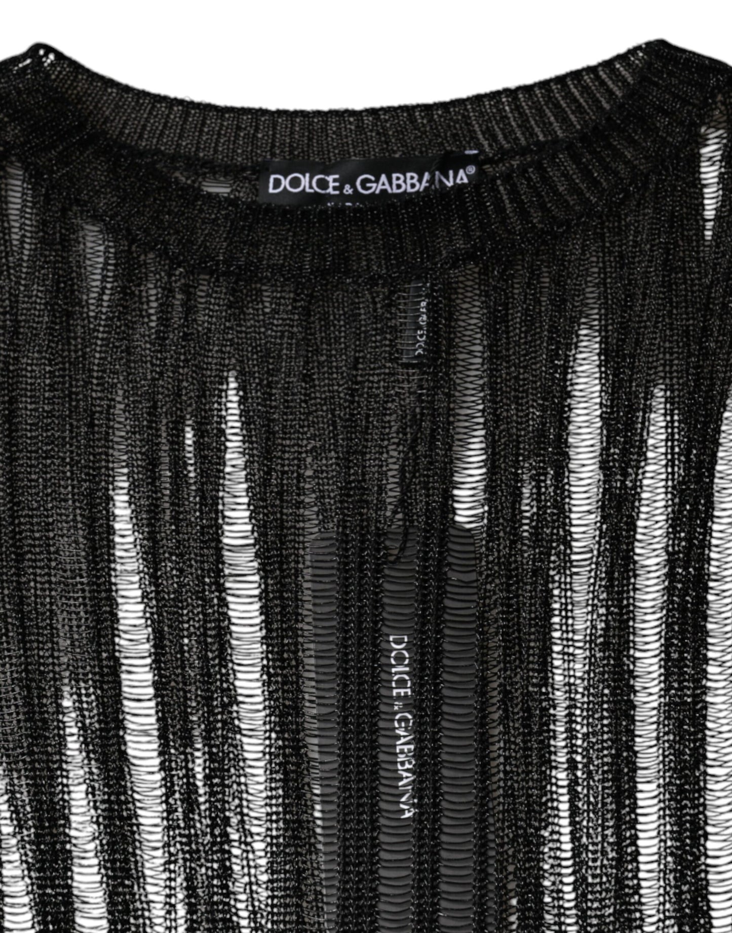 Dolce &amp; Gabbana Black Stripe See Through Long Sleeves Top