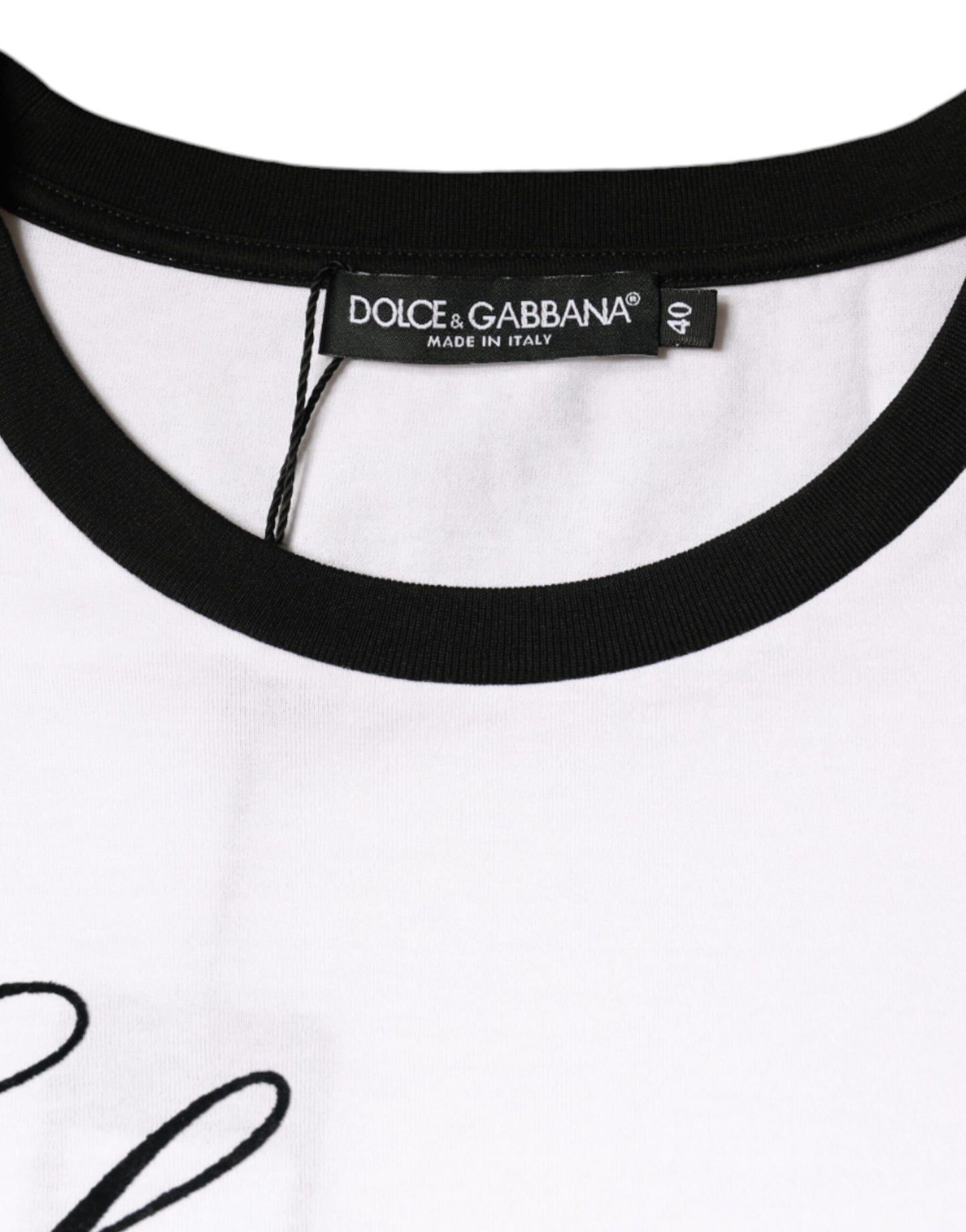 Dolce &amp; Gabbana White Eleganza Print Cotton Short Sleeves T-shirt