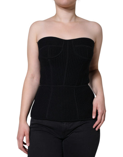 Dolce &amp; Gabbana Black Bustier Sleeveless Corset Blouse Top