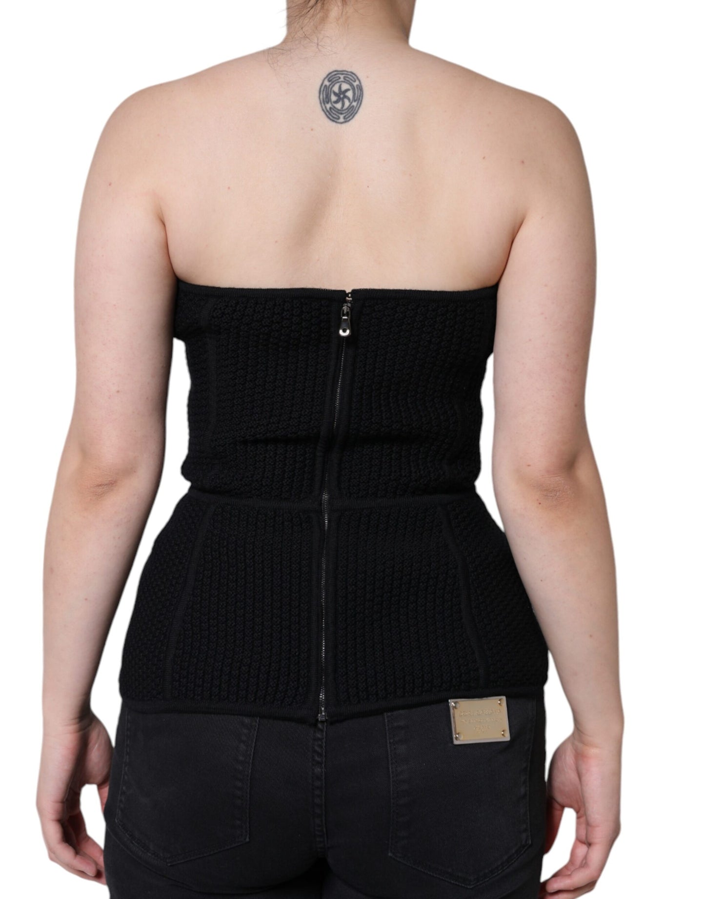 Dolce &amp; Gabbana Black Bustier Sleeveless Corset Blouse Top