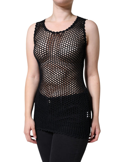 Dolce &amp; Gabbana Black Mesh See Through Sleeveless Tank Top