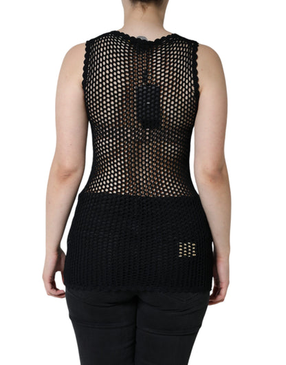 Dolce &amp; Gabbana Black Mesh See Through Sleeveless Tank Top