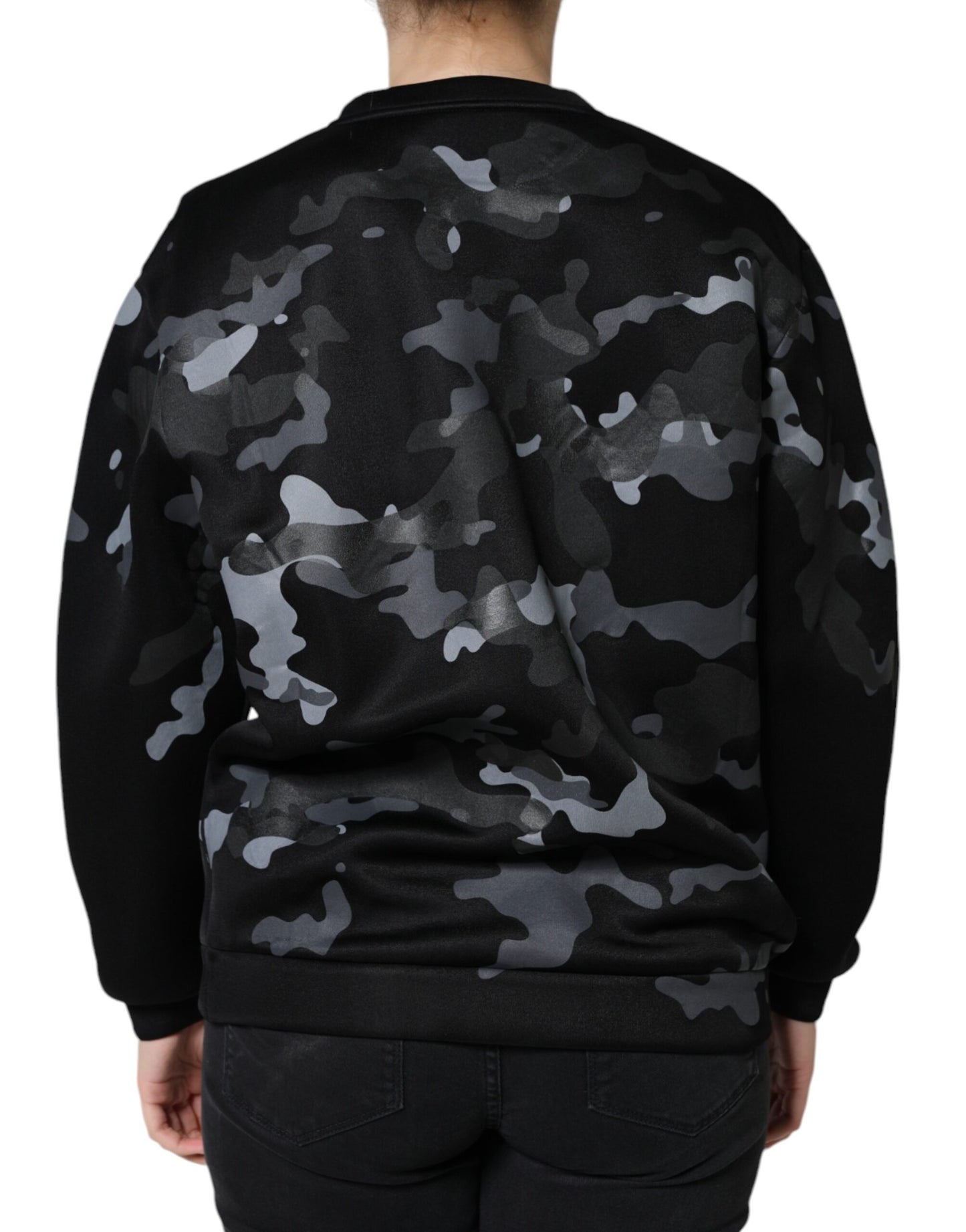 Dolce &amp; Gabbana Black Camouflage Round Neck Sweatshirt Sweater