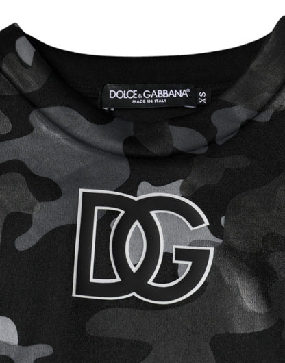 Dolce &amp; Gabbana Black Camouflage Round Neck Sweatshirt Sweater