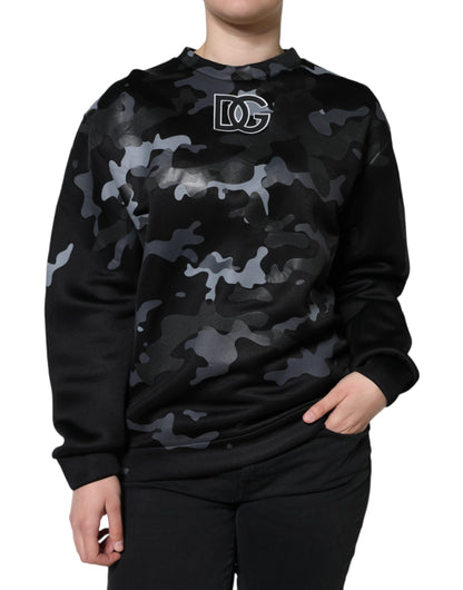 Dolce &amp; Gabbana Black Camouflage Round Neck Sweatshirt Sweater