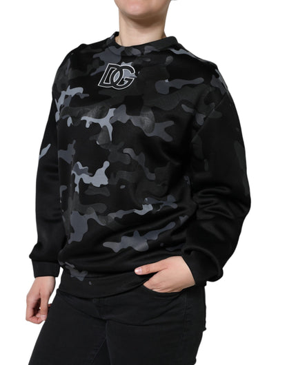 Dolce &amp; Gabbana Black Camouflage Round Neck Sweatshirt Sweater