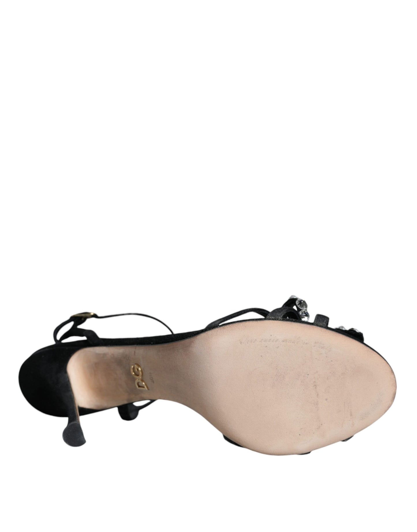 Dolce &amp; Gabbana Black Suede Crystals KEIRA Sandals Shoes