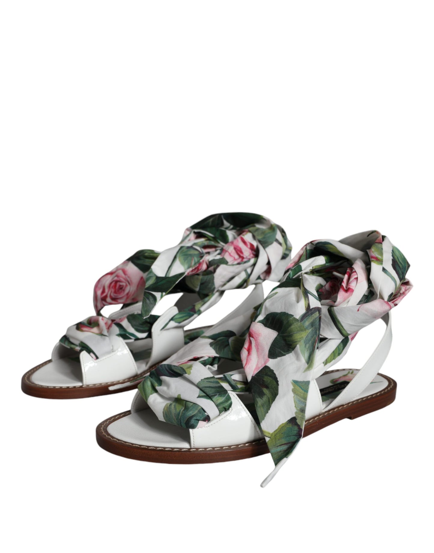 Dolce &amp; Gabbana Multicolor Floral Print Ankle Wrap Sandals Shoes