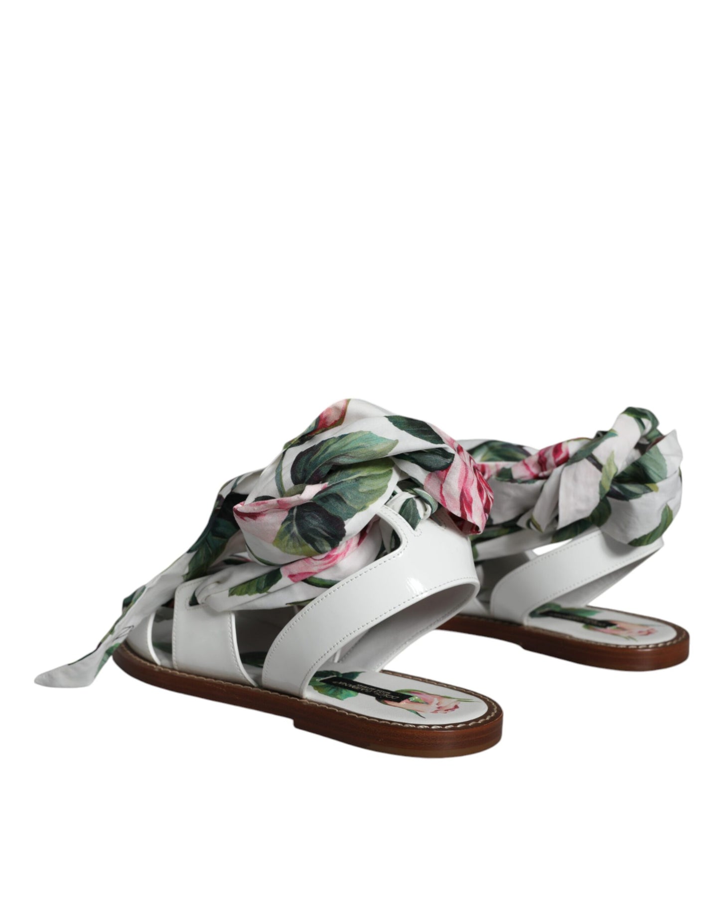 Dolce &amp; Gabbana Multicolor Floral Print Ankle Wrap Sandals Shoes