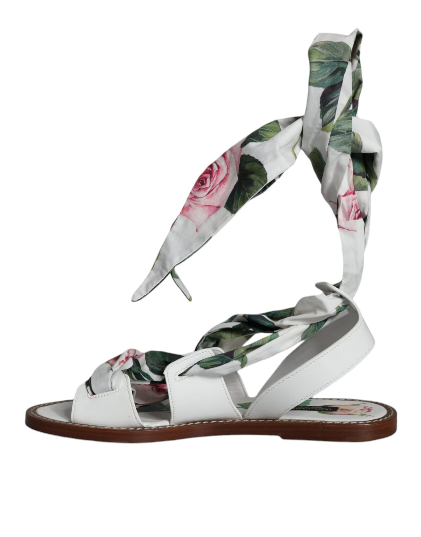 Dolce &amp; Gabbana Multicolor Floral Print Ankle Wrap Sandals Shoes